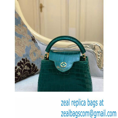 louis vuitton mini CAPUCINES bag jade green in porosus leather with gold hardware