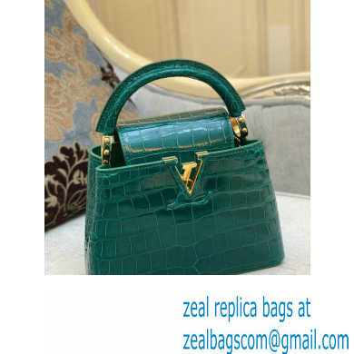 louis vuitton mini CAPUCINES bag jade green in porosus leather with gold hardware