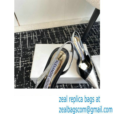 Alexandre Vauthier Heel 10cm Silver snakeskin-effect and Patent Leather Black Slingback pumps 2024