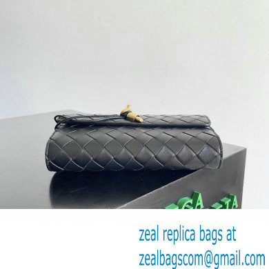 Bottega Veneta Andiamo Large Flap Wallet Black with metallic knot closure 2024