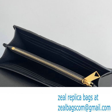 Bottega Veneta Andiamo Large Flap Wallet Black with metallic knot closure 2024
