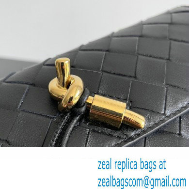 Bottega Veneta Andiamo Large Flap Wallet Black with metallic knot closure 2024