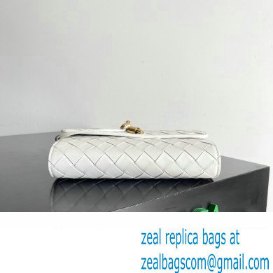 Bottega Veneta Andiamo Large Flap Wallet White with metallic knot closure 2024
