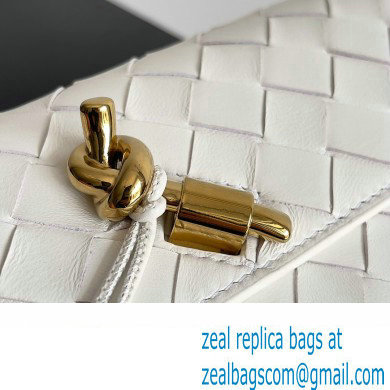 Bottega Veneta Andiamo Large Flap Wallet White with metallic knot closure 2024