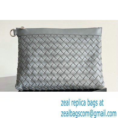 Bottega Veneta Intrecciato leather pouch Clutch Bag Gray