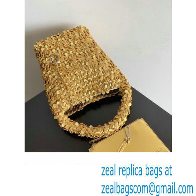 Bottega Veneta Kalimero Bucket bag Intreccio lamina leather Gold 2024