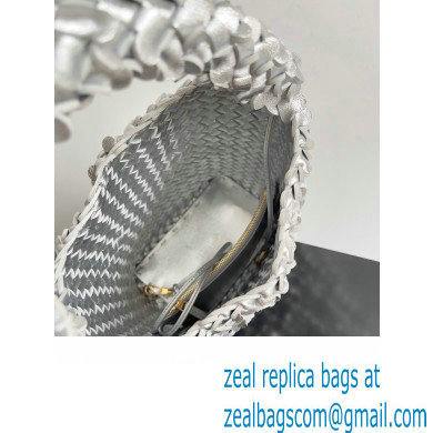 Bottega Veneta Kalimero Bucket bag Intreccio lamina leather Silver 2024