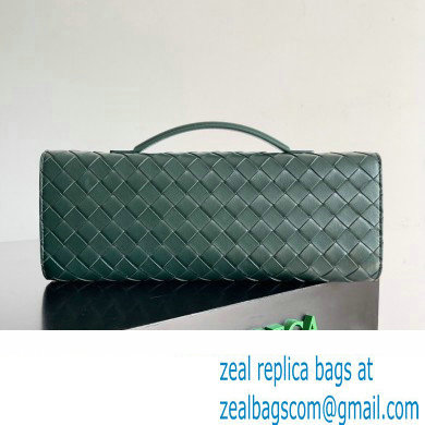 Bottega Veneta Long Clutch Andiamo With Handle Intrecciato leather bag Emerald green with metallic knot closure 2024