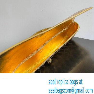 Bottega Veneta Long Clutch Andiamo With Handle Intrecciato leather bag Gold with metallic knot closure 2024