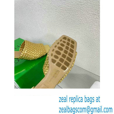 Bottega Veneta Mid Heel 4.5cm Intreccio Leather Knot Mules Gold 2024