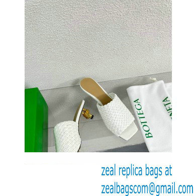 Bottega Veneta Mid Heel 4.5cm Intreccio Leather Knot Mules White 2024