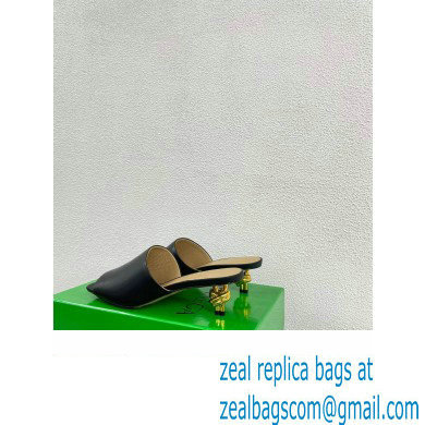 Bottega Veneta Mid Heel 4.5cm Leather Knot Mules Black 2024