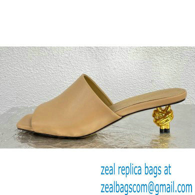 Bottega Veneta Mid Heel 4.5cm Leather Knot Mules Nude 2024