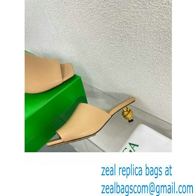 Bottega Veneta Mid Heel 4.5cm Leather Knot Mules Nude 2024