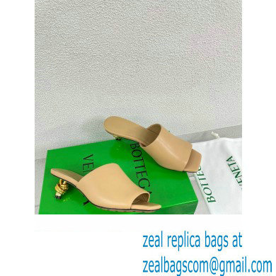 Bottega Veneta Mid Heel 4.5cm Leather Knot Mules Nude 2024