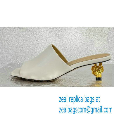 Bottega Veneta Mid Heel 4.5cm Leather Knot Mules White 2024