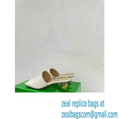 Bottega Veneta Mid Heel 4.5cm Leather Knot Mules White 2024