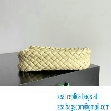 Bottega Veneta Mini Cobble Shoulder Bag in padded Intreccio leather pale yellow 2024