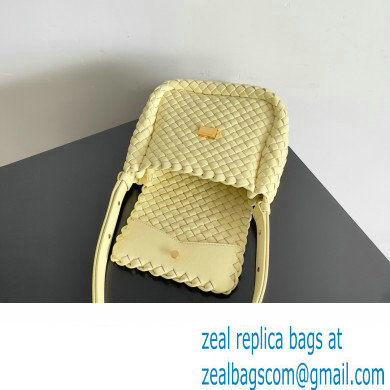 Bottega Veneta Mini Cobble Shoulder Bag in padded Intreccio leather pale yellow 2024