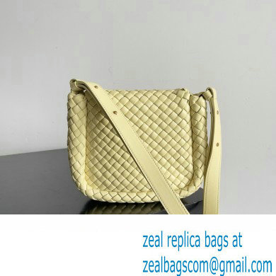 Bottega Veneta Mini Cobble Shoulder Bag in padded Intreccio leather pale yellow 2024