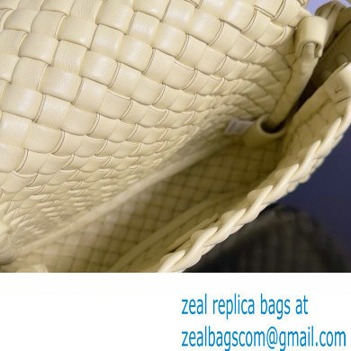 Bottega Veneta Mini Cobble Shoulder Bag in padded Intreccio leather pale yellow 2024