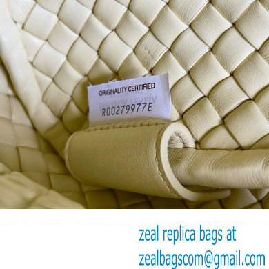 Bottega Veneta Mini Cobble Shoulder Bag in padded Intreccio leather pale yellow 2024