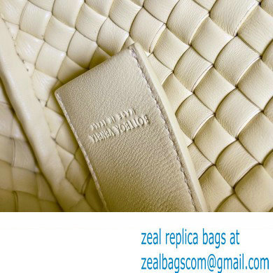 Bottega Veneta Mini Cobble Shoulder Bag in padded Intreccio leather pale yellow 2024