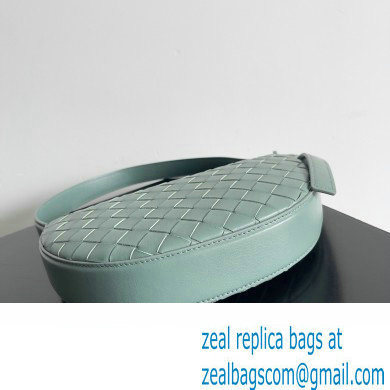 Bottega Veneta Mini Sunrise Intrecciato leather shoulder bag Aloe with knot 2024
