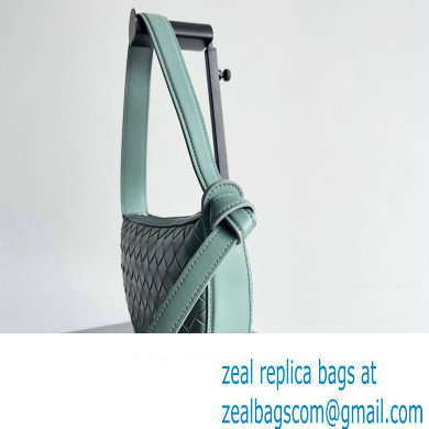 Bottega Veneta Mini Sunrise Intrecciato leather shoulder bag Aloe with knot 2024