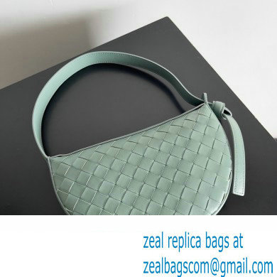 Bottega Veneta Mini Sunrise Intrecciato leather shoulder bag Aloe with knot 2024
