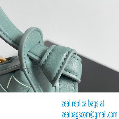 Bottega Veneta Mini Sunrise Intrecciato leather shoulder bag Aloe with knot 2024