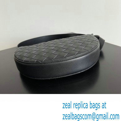 Bottega Veneta Mini Sunrise Intrecciato leather shoulder bag Black with knot 2024
