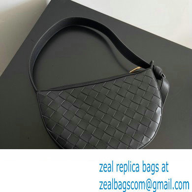 Bottega Veneta Mini Sunrise Intrecciato leather shoulder bag Black with knot 2024