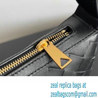 Bottega Veneta Mini Sunrise Intrecciato leather shoulder bag Black with knot 2024