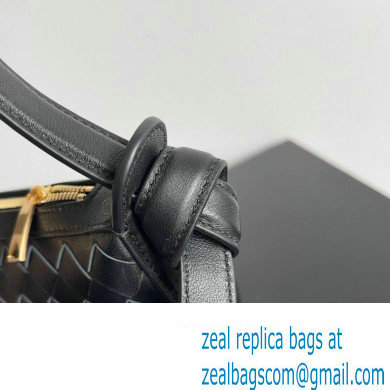 Bottega Veneta Mini Sunrise Intrecciato leather shoulder bag Black with knot 2024