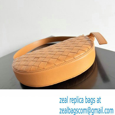 Bottega Veneta Mini Sunrise Intrecciato leather shoulder bag Cognac with knot 2024