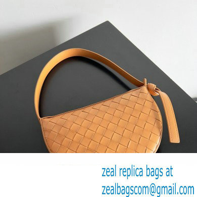 Bottega Veneta Mini Sunrise Intrecciato leather shoulder bag Cognac with knot 2024