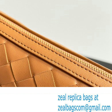 Bottega Veneta Mini Sunrise Intrecciato leather shoulder bag Cognac with knot 2024