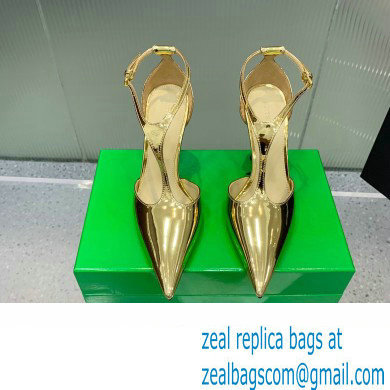 Bottega Veneta Rocket T-Bar Pumps Leather Gold 2024