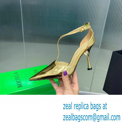 Bottega Veneta Rocket T-Bar Pumps Leather Gold 2024