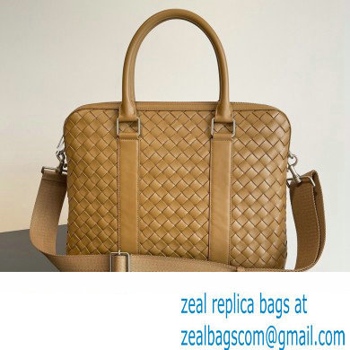 Bottega Veneta Slim Intrecciato Briefcase Bag Brown