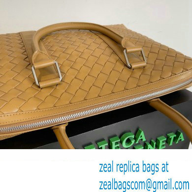 Bottega Veneta Slim Intrecciato Briefcase Bag Brown