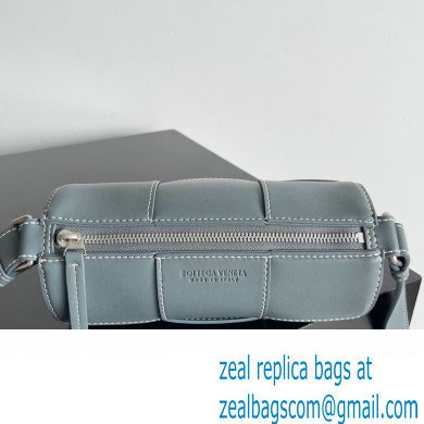 Bottega Veneta Small Canette Intreccio leather cross-body Bag Gray Blue