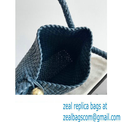 Bottega Veneta Tosca Small Intreccio leather Shoulder Bag Navy Blue/Gold 2024