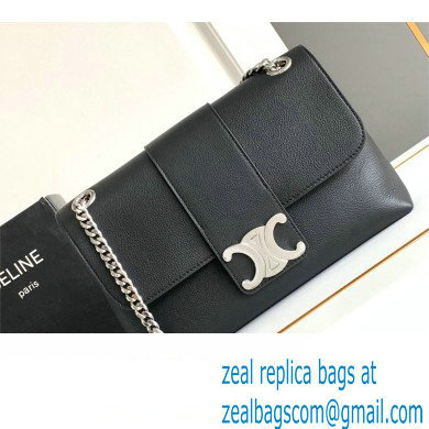 Celine Medium Victoire Bag in SUPPLE CALFSKIN Black/SILVER 2024