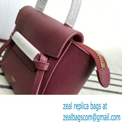 Celine mini belt pico Bag in grained calfskin burgundy 2024
