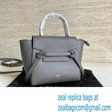 Celine mini belt pico Bag in grained calfskin gris etain 2024