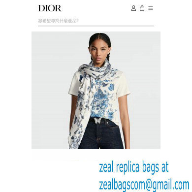 DIOR Toile de Jouy Mexico Motif SHAWL BLUE 2024