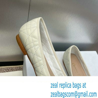 Dior Ballet Flats with Grosgrain bow and Pearl in WHITE Quilted Cannage Calfskin 2024