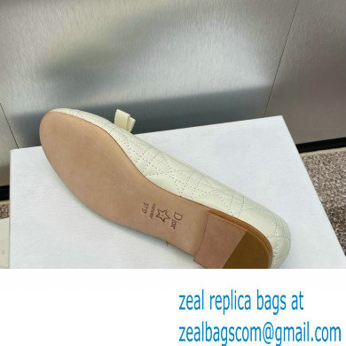 Dior Ballet Flats with Grosgrain bow and Pearl in WHITE Quilted Cannage Calfskin 2024